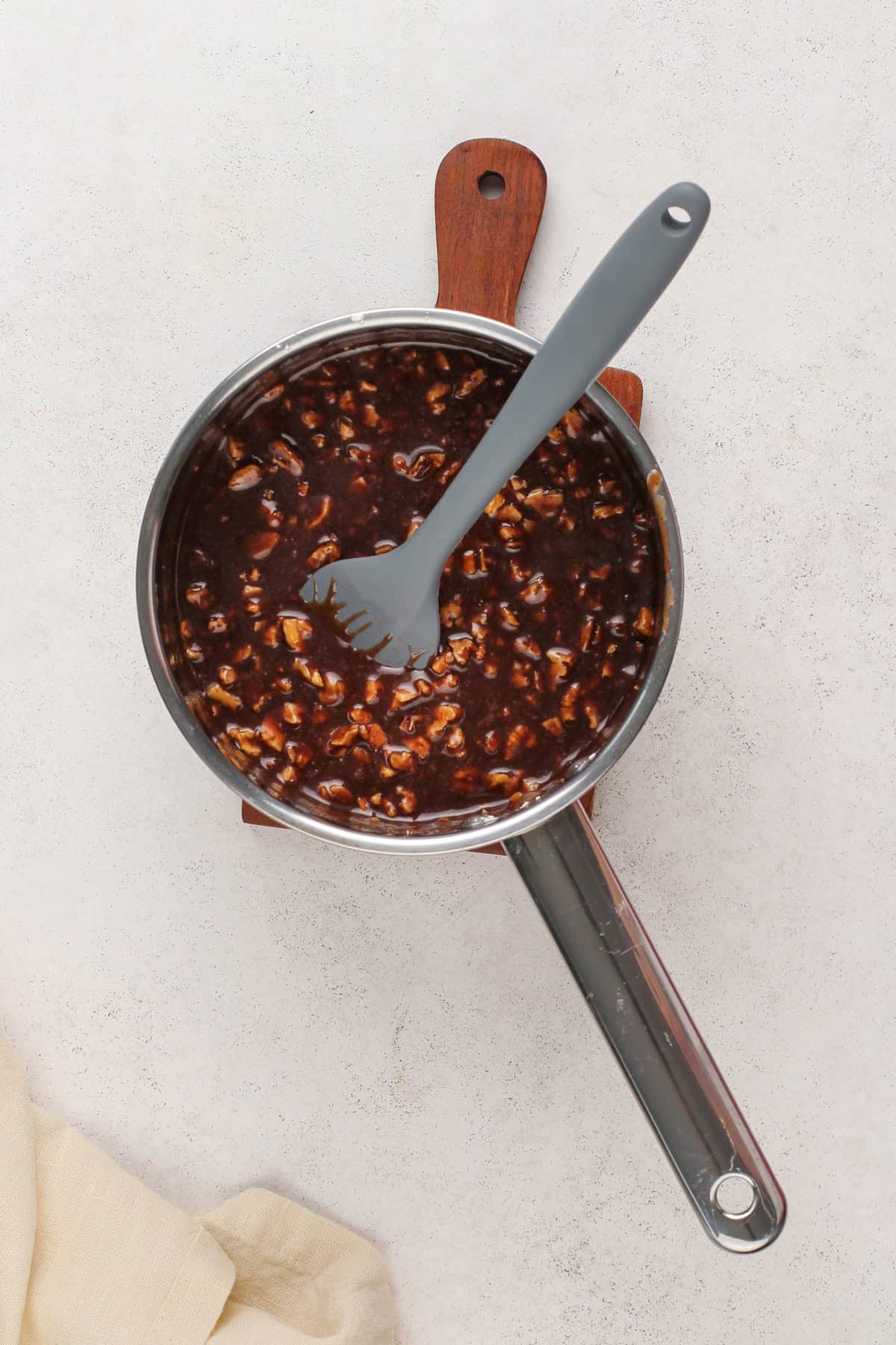 Frosting for texas sheet cake in a saucepan.