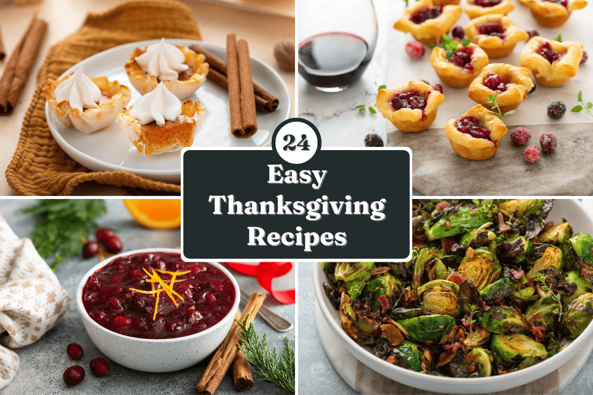 Collage of 4 easy thanksgiving recipes with the title 