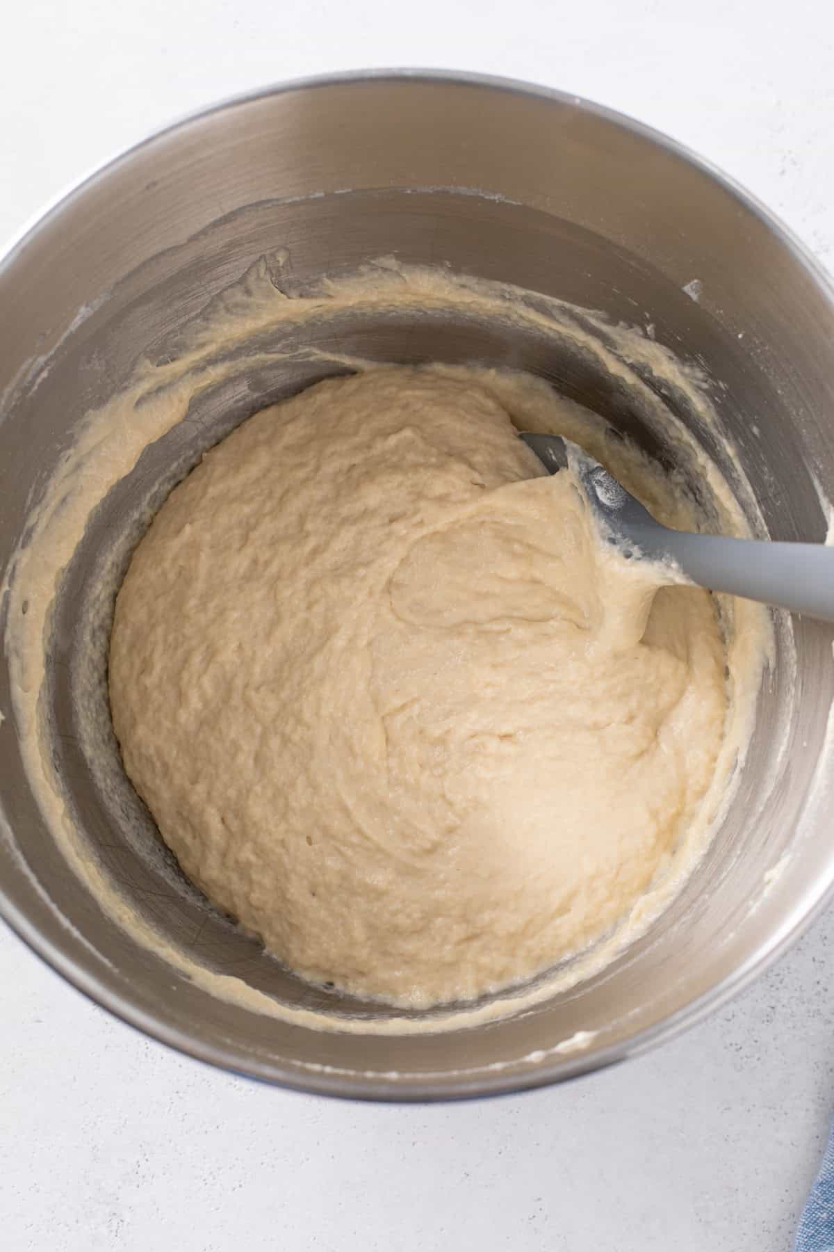 Sweet roll dough after adding second installment of flour.