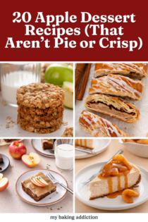 Collage of 4 photos of apple dessert recipes. Text overlay includes post name.