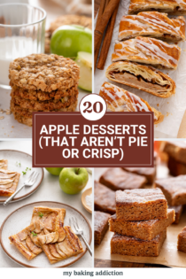 Collage of 4 photos of apple dessert recipes. Text overlay includes post name.