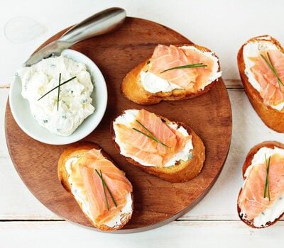 Smoked Salmon and Goat Cheese Bruschetta